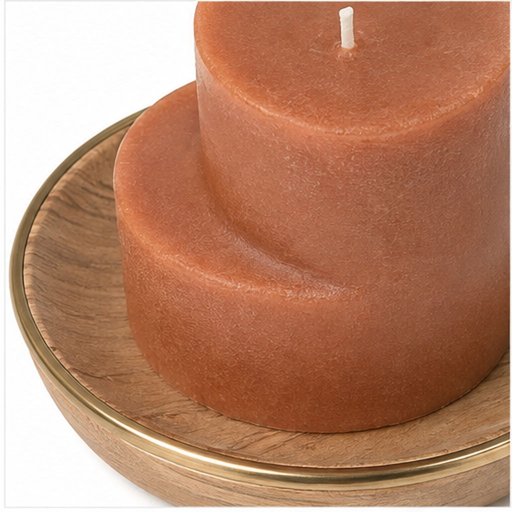 Bougies Courbe Duo – Deux bougies piliers décoratives avec soucoupes