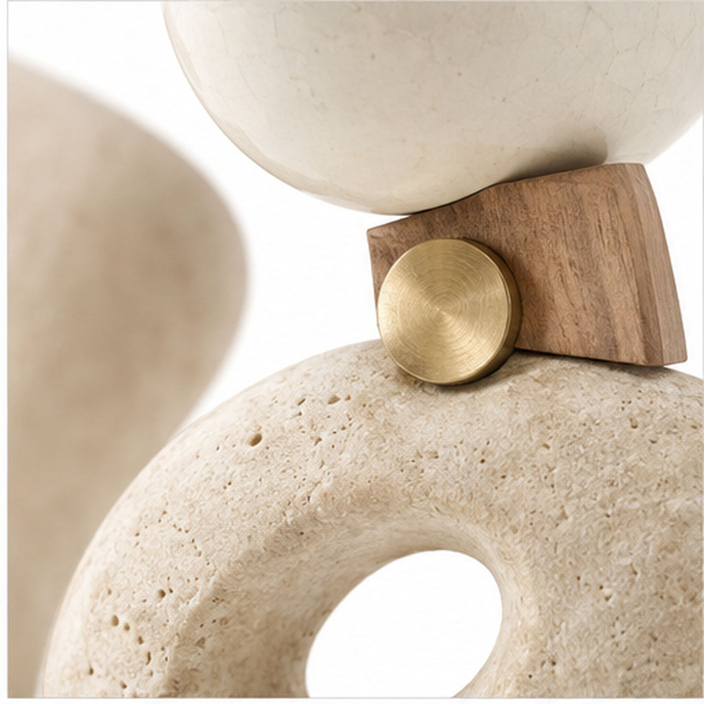 Cairn Clair Duo – Ensemble de deux sculptures d’équilibre minérales