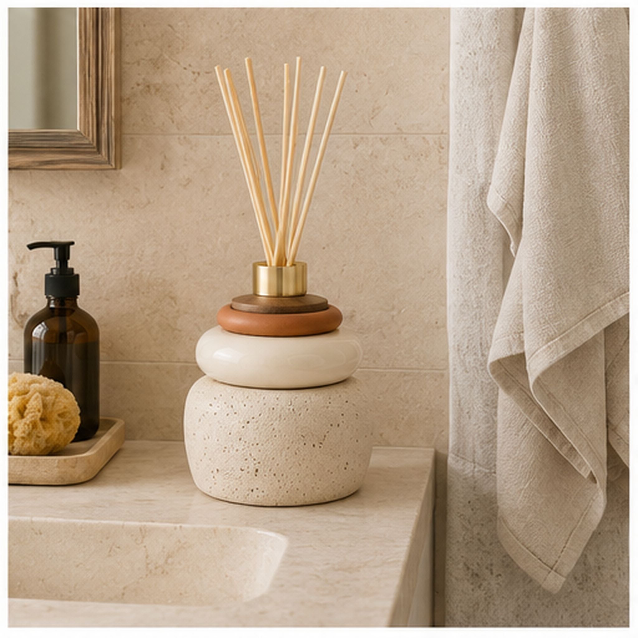 Diffuseur Brume Pierre – Vase diffuseur à bâtonnets en céramique