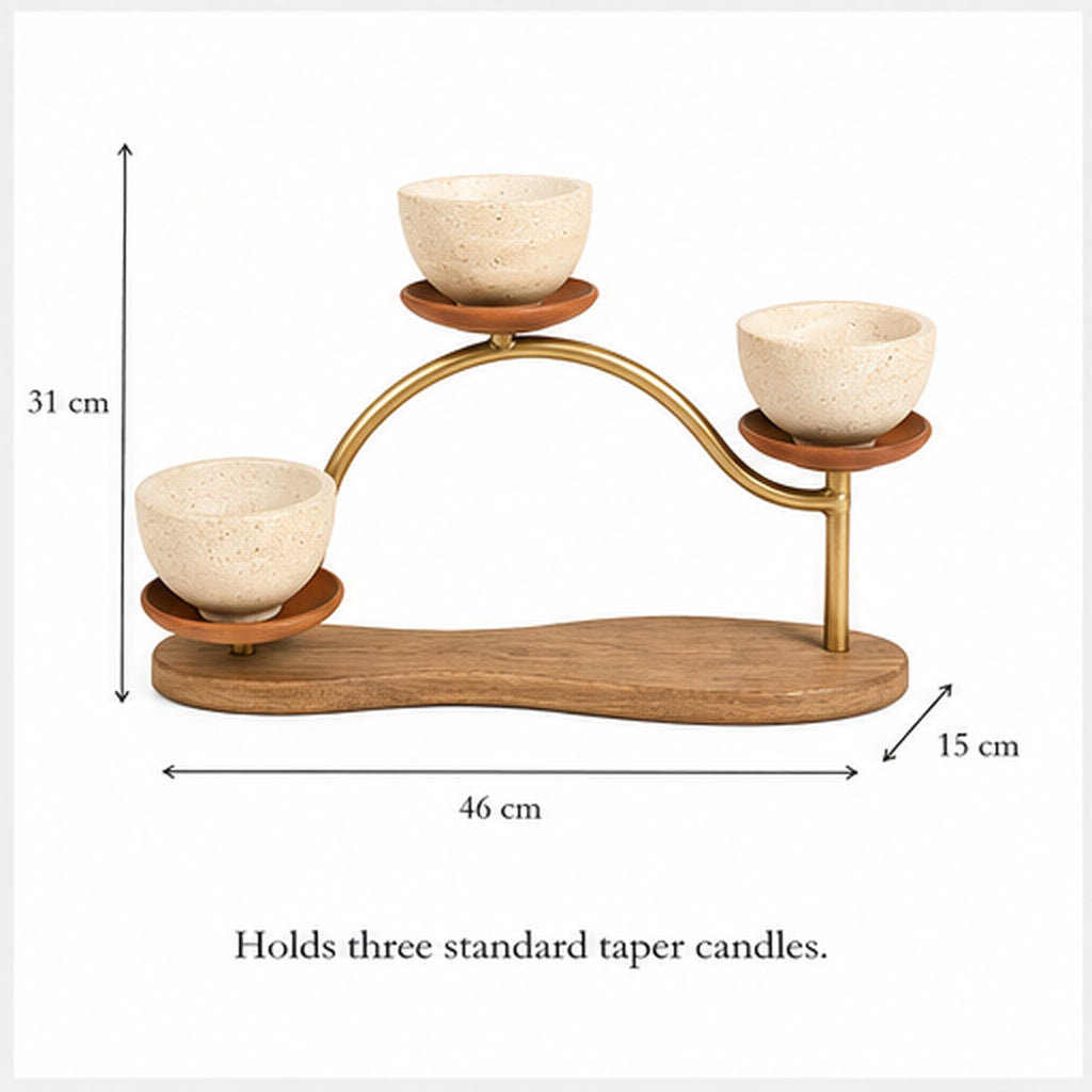 Lueur Arc Trio – Bougeoir sculptural pour trois chandelles