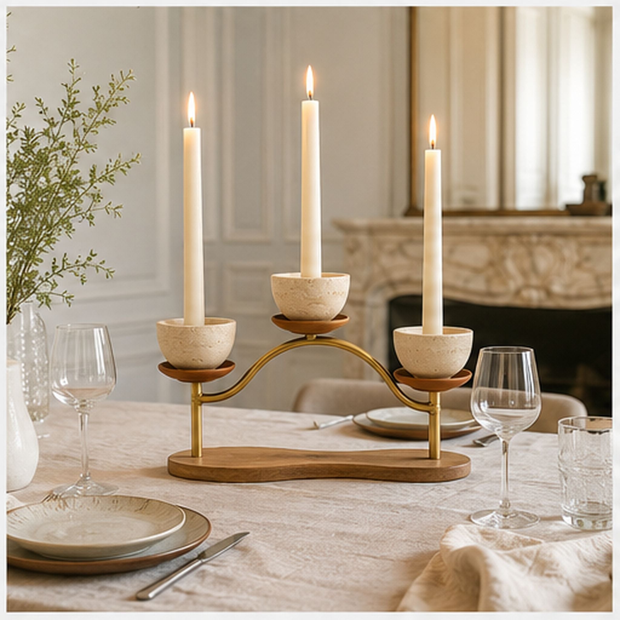 Lueur Arc Trio – Bougeoir sculptural pour trois chandelles