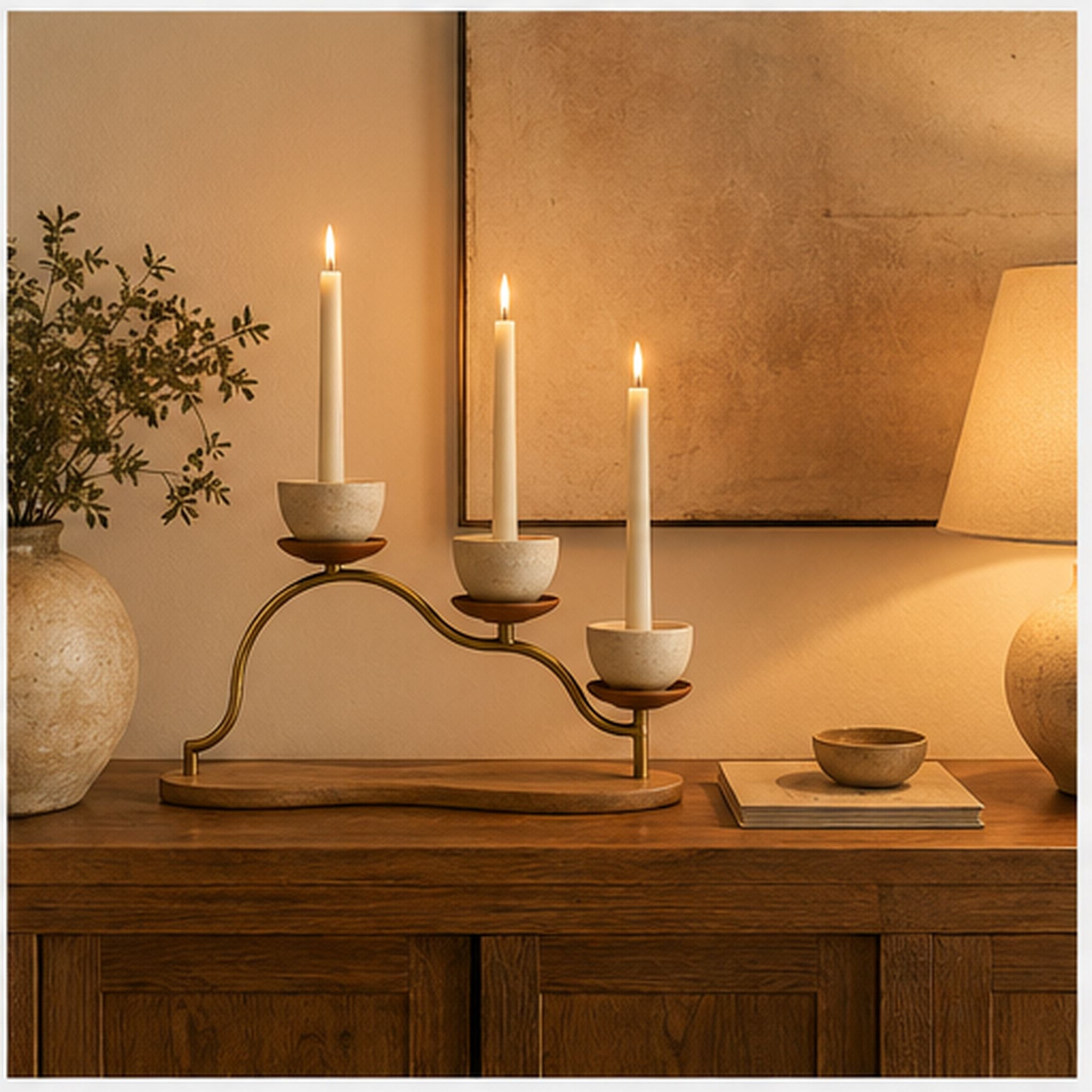 Lueur Arc Trio – Bougeoir sculptural pour trois chandelles