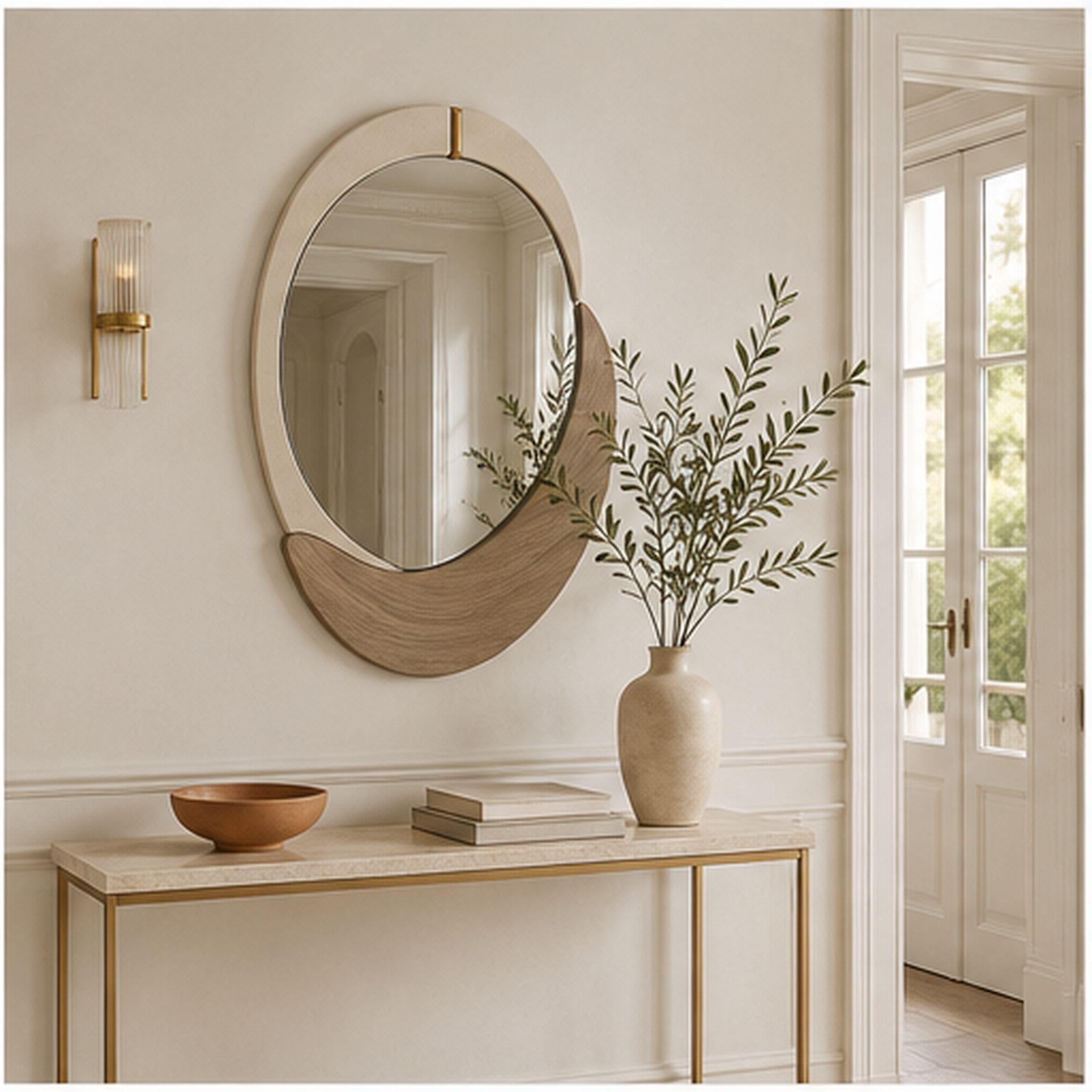 Miroir Halo Rivage – Miroir mural asymétrique à double croissant