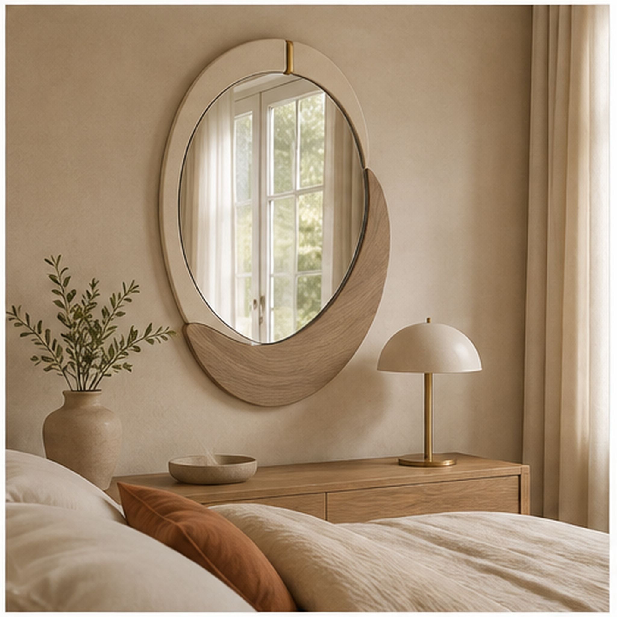 Miroir Halo Rivage – Miroir mural asymétrique à double croissant