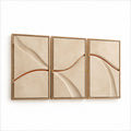 Relief Dune Calcaire – Triptyque mural texturé avec cadres en bois