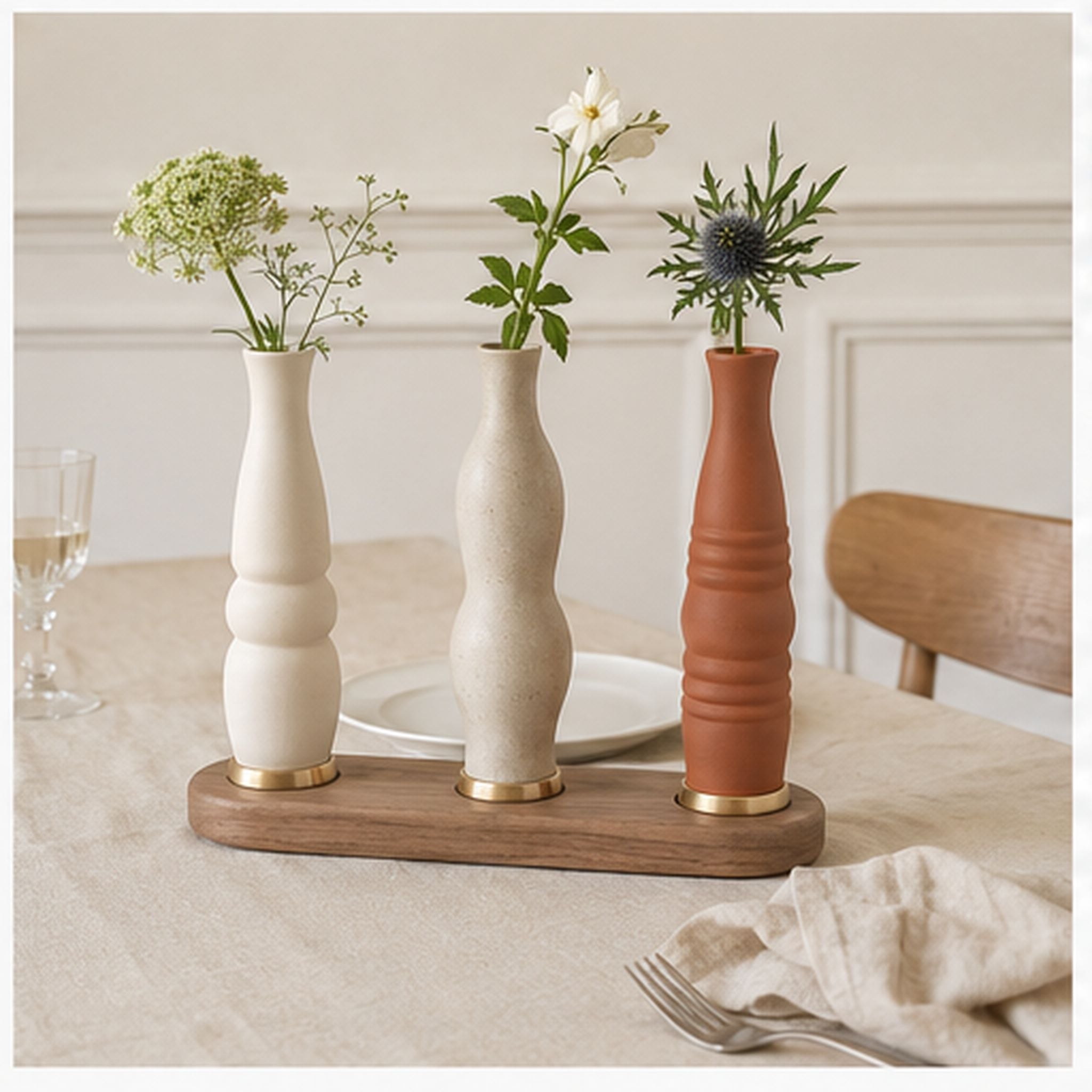 Soliflore Rythme Trio – Ensemble de trois petits vases sur base
