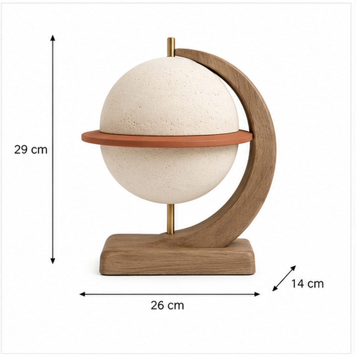 Sphère Horizon – Sculpture de table sur base en bois