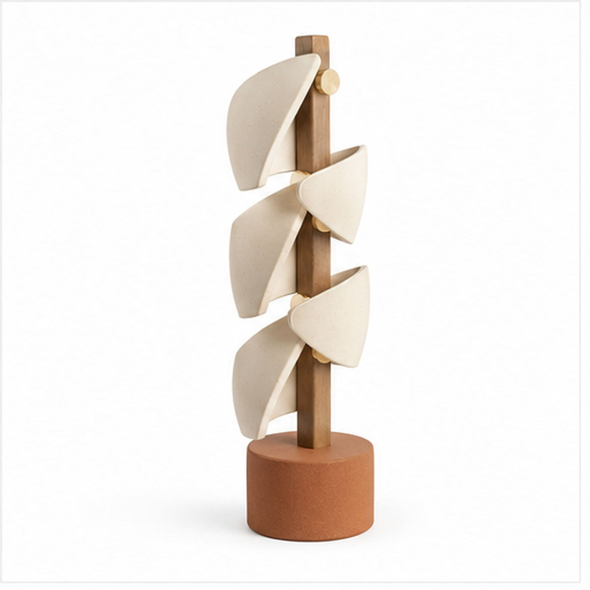 Totem Sillage – Sculpture verticale en céramique et bois clair