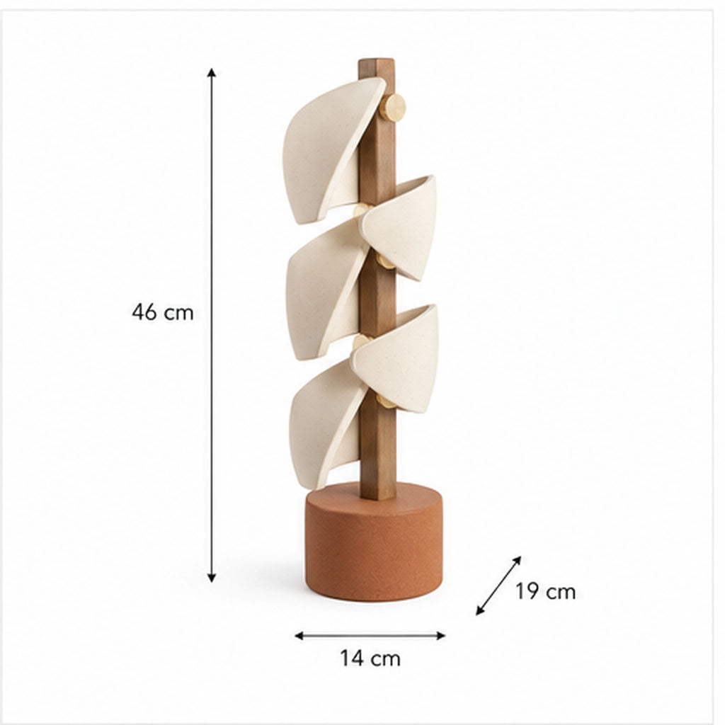 Totem Sillage – Sculpture verticale en céramique et bois clair