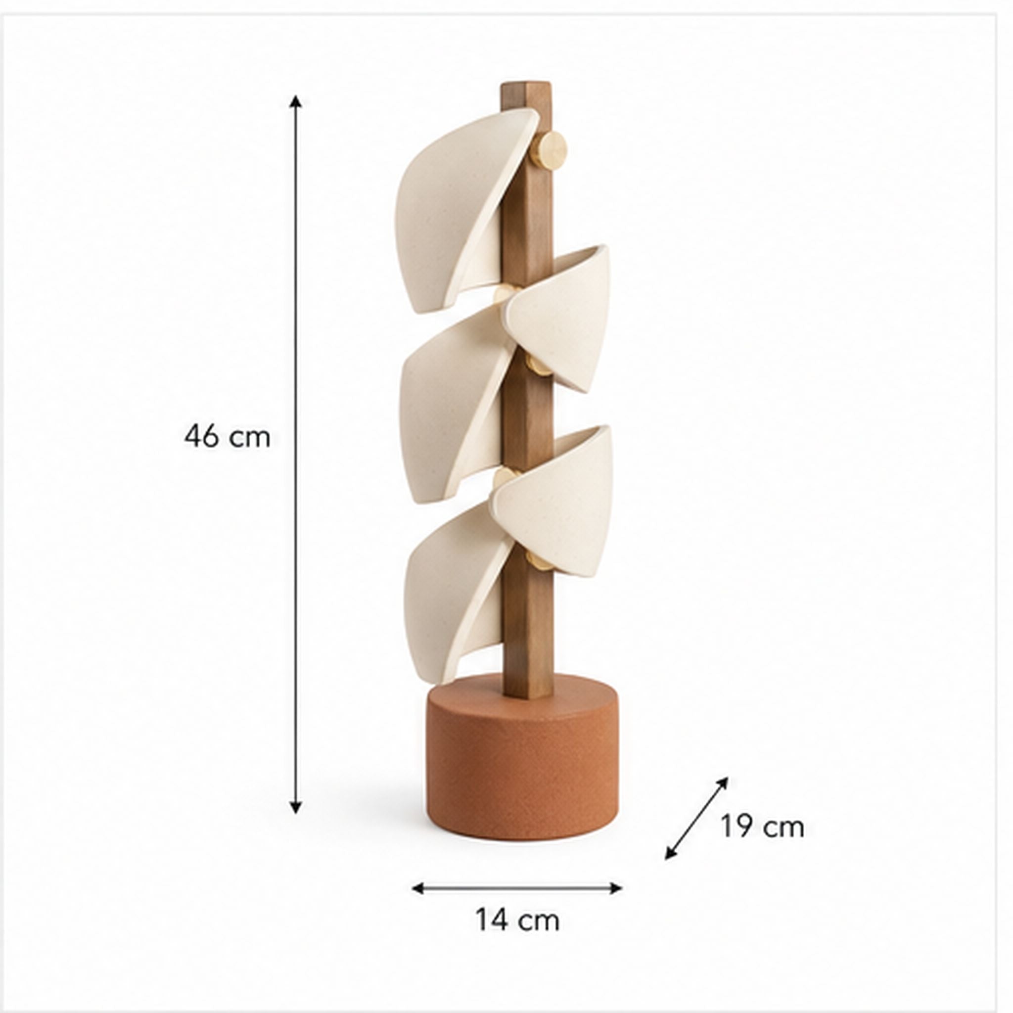 Totem Sillage – Sculpture verticale en céramique et bois clair
