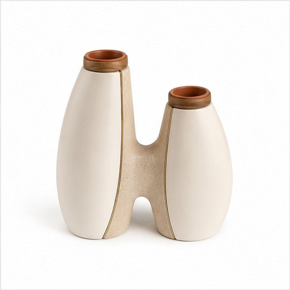 Vase Sillage Double – Vase sculptural à deux compartiments
