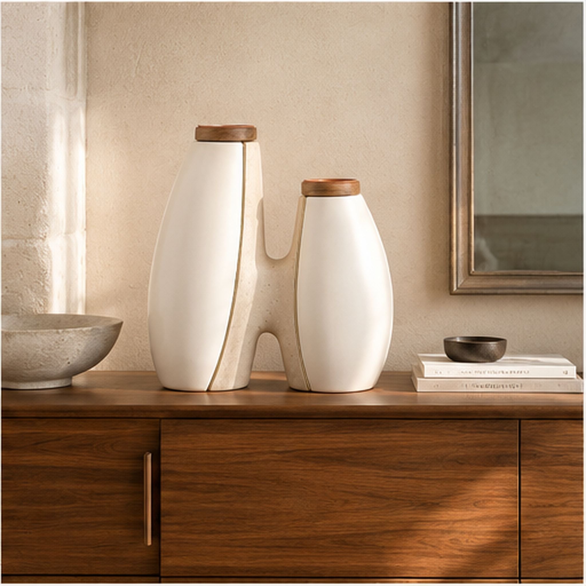 Vase Sillage Double – Vase sculptural à deux compartiments